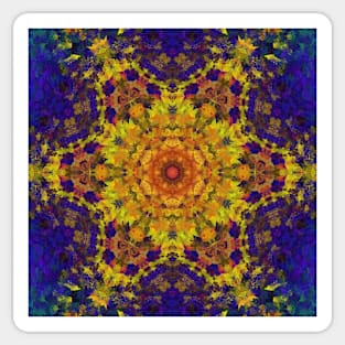 Digital Mandala Yellow Blue and Purple Sticker